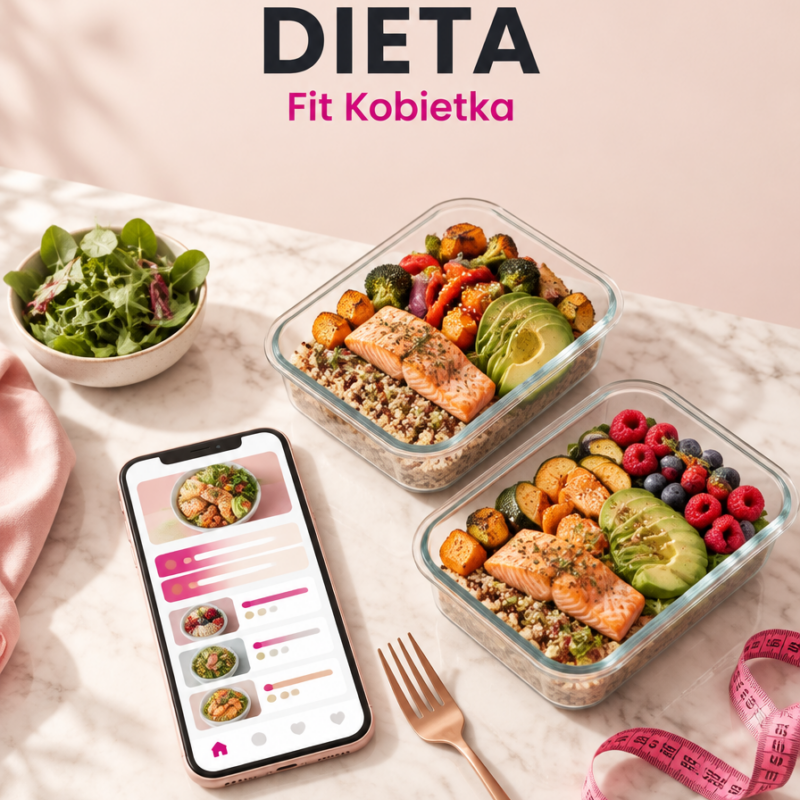 Dieta online Fit Kobietka: plan posiłków w aplikacji i zdrowe posiłki w pojemnikach
